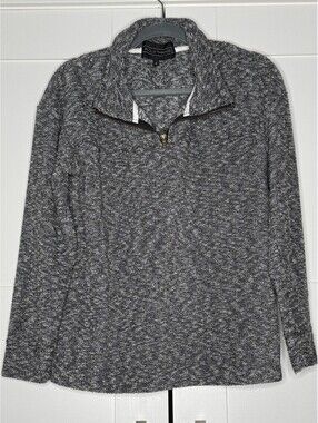 Woolly Threads Women's Size Small Gray Marled Quarter-ZIp Pullover